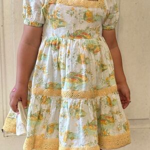 T.J.Maxx Kids Dress with Yellow and Green Floral Pattern